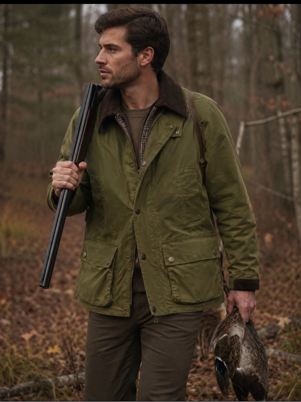 Allen Edmonds Olive Jacket with Brown Collar